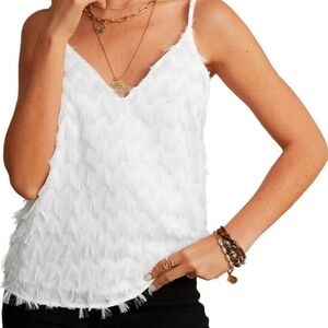 CUPSHE White Fringe Cami Top V Neck Shirt size XL